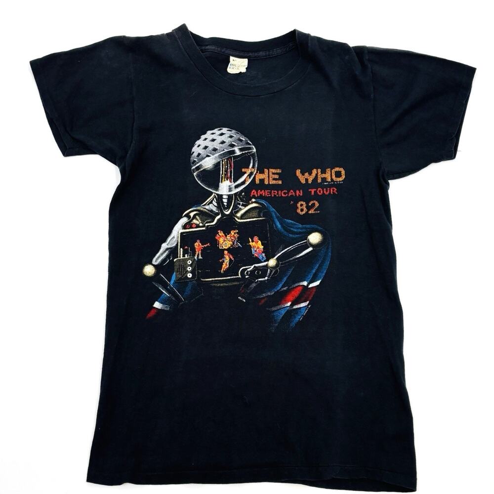 Vintage Original The Who American Tour 1982 Double Sided Black T-Shirt Size S